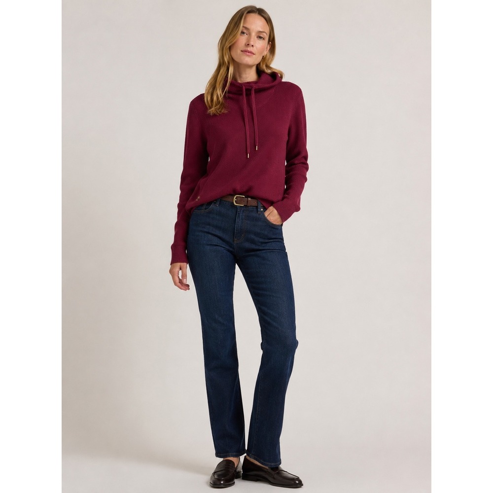 Lauren Ralph Lauren Women Sweater XL Burgundy Waffle Knit Cowl Neck Pullover